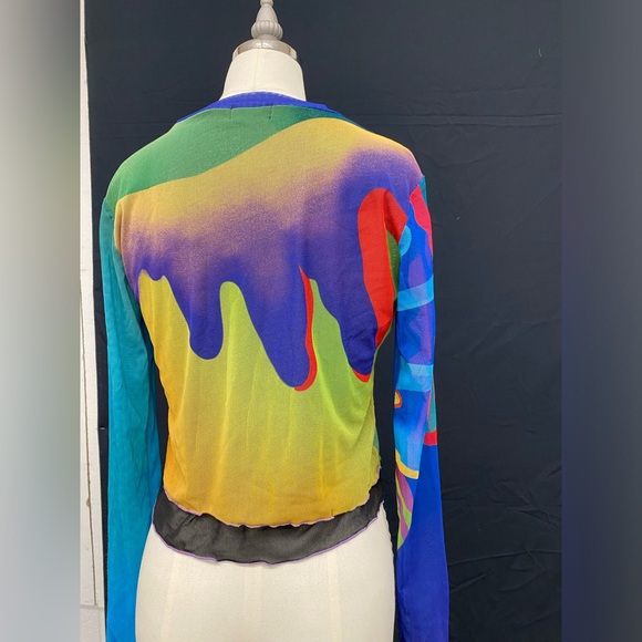 Colourful mesh layered long sleeve top Expired Girl - Picture 5 of 7
